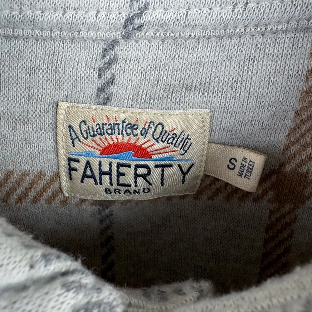 Faherty Legend Sweater Shirt Open Tundra Windowpane Plaid Flannel Small Mens - Picture 2 of 7